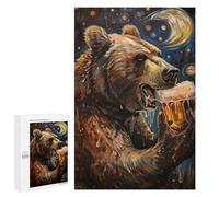 Jigsaws for Adults1000 PCS Beer Drinking Bear Art Print -1 Jigsaw Puzzles for Adults For Family Fun Challenging To Complete Learning Educational Toys 1000 PCS