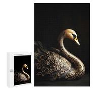 Jigsaws for Adults1000 PCS Black And Gold Swan Jigsaws for Adults Brain Teaser Game Analysis And Logic Stress Reduction Gifts 1000 PCS