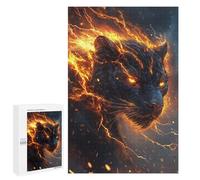 Jigsaws for Adults1000 PCS Black Panther with Fiery Aura Jigsaw Puzzles for Adults For Family Fun Challenging To Complete Learning Educational Toys 1000 PCS