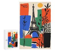 Jigsaws for Adults1000 PCS Bonjour Paris Eiffel Tower Art Jigsaws for Adults Brain Teaser Game Analysis And Logic Stress Reduction Gifts 1000 PCS