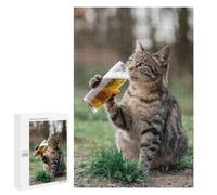 Jigsaws for Adults1000 PCS Cat Enjoying A Sip Of Beer Jigsaw for Adults Toy Wall Decor Presents for Women Help The Brain Exercise 1000 PCS