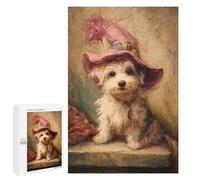 Jigsaws for Adults1000 PCS Charming Dog in Pink Hat Jigsaw Puzzles for Adults Staycation Kill Time Help The Brain Exercise Family Fun & Game Night 1000 PCS