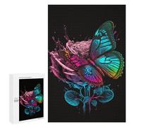 Jigsaws for Adults1000 PCS Colorful Butterfly on Rose Jigsaw Puzzles for Adults Staycation Kill Time Help The Brain Exercise Family Fun & Game Night 1000 PCS