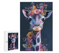 Jigsaws for Adults1000 PCS Colorful Giraffe with Flowers Jigsaw Puzzles for Adults Staycation Kill Time Help The Brain Exercise Family Fun & Game Night 1000 PCS