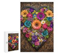 Jigsaws for Adults1000 PCS Colorful Heart-Shaped Flower Arrangement Jigsaw Puzzles for Adults For Family Fun Challenging To Complete Learning Educational Toys 1000 PCS