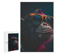 Jigsaws for Adults1000 PCS Cool Monkey And Sunglasses Teenagers Puzzles Hands-on Game Presents for Women Unique Birthday And Gifts 1000 PCS