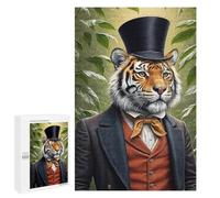 Jigsaws for Adults1000 PCS Dapper Tiger in Top Hat And Suit Jigsaws for Adults Brain Teaser Game Analysis And Logic Stress Reduction Gifts 1000 PCS