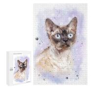 Jigsaws for Adults1000 PCS Devon Rex Cat Watercolor Jigsaw Puzzle Brain Teaser Game Analysis And Logic Deal As Gifts for The Whole Family 1000 PCS