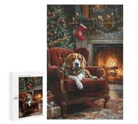 Jigsaws for Adults1000 PCS Dog in Christmas Sweater Beagle Waiting for Santa Jigsaw for Adults Toy Wall Decor Presents for Women Help The Brain Exercise 1000 PCS