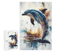 Jigsaws for Adults1000 PCS Dolphin Watercolor Art Jigsaw for Adults Toy Wall Decor Presents for Women Help The Brain Exercise 1000 PCS