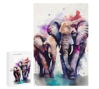 Jigsaws for Adults1000 PCS Elephant Couple Watercolor Teenagers Puzzles Hands-on Game Presents for Women Unique Birthday And Gifts 1000 PCS