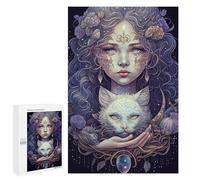 Jigsaws for Adults1000 PCS Fantasy Artwork Mystical Woman with Cat Jigsaw Puzzles for Adults Staycation Kill Time Help The Brain Exercise Family Fun & Game Night 1000 PCS