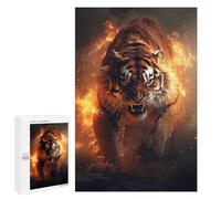 Jigsaws for Adults1000 PCS Fiery Tiger Fire Flames Jigsaw for Adults Toy Wall Decor Presents for Women Help The Brain Exercise 1000 PCS