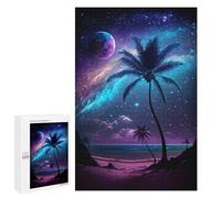 Jigsaws for Adults1000 PCS Galactic Beach Palm Trees Jigsaws for Adults Brain Teaser Game Analysis And Logic Stress Reduction Gifts 1000 PCS