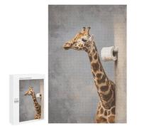 Jigsaws for Adults1000 PCS Giraffe in Bathroom Painting Jigsaw Puzzles for Adults Staycation Kill Time Help The Brain Exercise Family Fun & Game Night 1000 PCS