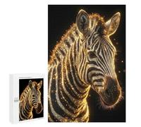 Jigsaws for Adults1000 PCS Golden Zebra Portrait on Black Background Jigsaws for Adults Brain Teaser Game Analysis And Logic Stress Reduction Gifts 1000 PCS