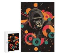 Jigsaws for Adults1000 PCS Gorilla with Records Digital Art Gorilla Urban Jungle Jigsaw for Adults Toy Wall Decor Presents for Women Help The Brain Exercise 1000 PCS