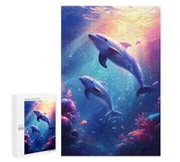 Jigsaws for Adults1000 PCS Ocean Life Dolphins Swimming-1 Jigsaw Puzzles for Adults Staycation Kill Time Help The Brain Exercise Family Fun & Game Night 1000 PCS