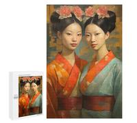 Jigsaws for Adults1000 PCS Painted Asian Twins Jigsaws for Adults Brain Teaser Game Analysis And Logic Stress Reduction Gifts 1000 PCS