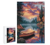 Jigsaws for Adults1000 PCS Peaceful Lake Sunset Scene Jigsaw Puzzles for Adults Staycation Kill Time Help The Brain Exercise Family Fun & Game Night 1000 PCS