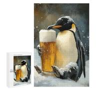 Jigsaws for Adults1000 PCS Penguin with Beer Glass in Snow Jigsaw for Adults Toy Wall Decor Presents for Women Help The Brain Exercise 1000 PCS