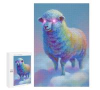 Jigsaws for Adults1000 PCS Rainbow Sheep with Glowing Eyes Jigsaw Puzzles for Adults Staycation Kill Time Help The Brain Exercise Family Fun & Game Night 1000 PCS