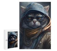 Jigsaws for Adults1000 PCS Rapper Cat with Glasses Jigsaw for Adults Toy Wall Decor Presents for Women Help The Brain Exercise 1000 PCS