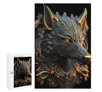 Jigsaws for Adults1000 PCS Regal Golden Fire Wolf Jigsaws for Adults Brain Teaser Game Analysis And Logic Stress Reduction Gifts 1000 PCS