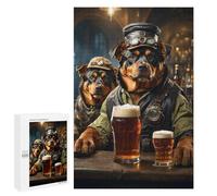 Jigsaws for Adults1000 PCS Rottweiler Beer Hound Jigsaw for Adults Toy Wall Decor Presents for Women Help The Brain Exercise 1000 PCS