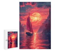 Jigsaws for Adults1000 PCS Sailboat in A Sunset Jigsaw for Adults Toy Wall Decor Presents for Women Help The Brain Exercise 1000 PCS