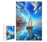Jigsaws for Adults1000 PCS Sailboat Reflection Coastal Scene Jigsaw Puzzles for Adults For Family Fun Challenging To Complete Learning Educational Toys 1000 PCS