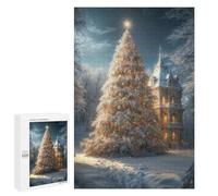 Jigsaws for Adults1000 PCS Snowy Christmas Tree & Mansion Jigsaw for Adults Toy Wall Decor Presents for Women Help The Brain Exercise 1000 PCS