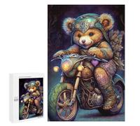 Jigsaws for Adults1000 PCS Steampunk Teddy Bear Motorcycle Art Print-1 Jigsaw Puzzles for Adults Staycation Kill Time Help The Brain Exercise Family Fun & Game Night 1000 PCS