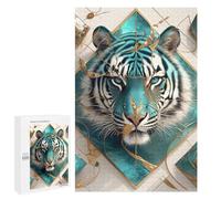 Jigsaws for Adults1000 PCS Teal Tiger with Golden Accents Jigsaws for Adults Brain Teaser Game Analysis And Logic Stress Reduction Gifts 1000 PCS