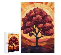 Jigsaws for Adults1000 PCS Tree Silhouette Sunset Stanied Glass Jigsaw for Adults Toy Wall Decor Presents for Women Help The Brain Exercise 1000 PCS