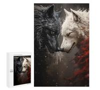 Jigsaws for Adults1000 PCS Two Wolves Fighting Jigsaw Puzzle Brain Teaser Game Analysis And Logic Deal As Gifts for The Whole Family 1000 PCS