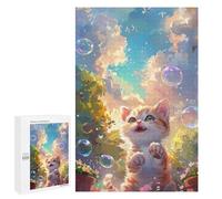Jigsaws for Adults1000 PCS Whimsical Kitten Bubbles Garden Jigsaw Puzzles for Adults Staycation Kill Time Help The Brain Exercise Family Fun & Game Night 1000 PCS