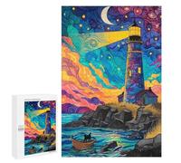 Jigsaws for Adults1000 PCS Whimsical Lighthouse Night Scene -1 Jigsaw Puzzles for Adults For Family Fun Challenging To Complete Learning Educational Toys 1000 PCS