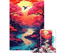 Jigsaws for Adults1000 Pieces Abstract Colorful River AntiStress Brain Challenge No Odd Smell Safe Materials Festive Holiday Wall Art Decor (Size 38x26cm)