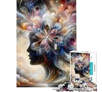 Jigsaws for Adults1000 Pieces Abstract Flower Woman AntiStress Brain Challenge No Odd Smell Safe Materials Festive Holiday Wall Art Decor (Size 38x26cm)