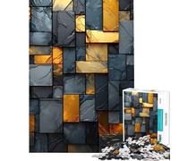 Jigsaws for Adults1000 Pieces Abstract Gold Grid AntiStress Brain Challenge No Odd Smell Safe Materials Festive Holiday Wall Art Decor (Size 38x26cm)