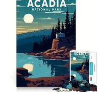 Jigsaws for Adults1000 Pieces Acadia National Park Exact Edge Art Thinking Skill Game Quiet Play Game Birthday Mind Gift (38x26cm)