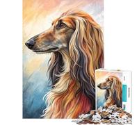 Jigsaws for Adults1000 Pieces Afghan Hound Portrait Painting Jigsaw 1000 Piece Educational Toy Precision Cutting Challenging Family Fun Game (38x52cm)