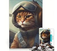 Jigsaws for Adults1000 Pieces Air Force Pilot Cat, Brain Teaser Game, Tough Challenge, Gifts for Friends And Family 50x75cm
