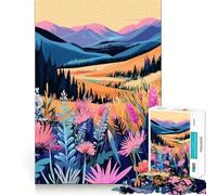 Jigsaws for Adults1000 Pieces Alaskan Mountain Meadow Flowers Minimalist Art Exact Edge Art Thinking Skill Game Quiet Play Game Birthday Mind Gift (38x26cm)