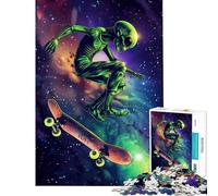 Jigsaws for Adults1000 Pieces Alien Space Skateboard Difficult And Challenge Learning Educational Practical Game for 14+ Puzzle Game Offered (50x75cm)