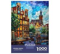 Jigsaws for Adults1000 Pieces Amsterdam Canal Glow Jigsaw for Adults Brain Teaser Game Staycation Kill Time for Birthday, Chrismas 38x26cm/1000pcs