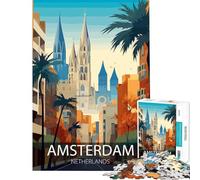 Jigsaws for Adults1000 Pieces Amsterdam Cityscape Jigsaw 1000 Pieces Toy Wall Decor Presents for Women for Is Ideal As A Gifts (50x75cm)