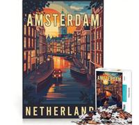Jigsaws for Adults1000 Pieces Amsterdam in Netherlands, Toy Wall Decor, Challenging To Complete, Deal As Gifts for The Whole Family 50x75cm
