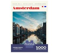 Jigsaws for Adults1000 Pieces Amsterdam Netherlands Travel Art Jigsaws for Adults Hands-on Game Difficult Challenge Help The Brain Exercise 38x26cm/1000pcs